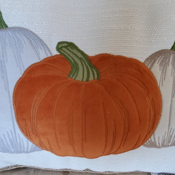 Fall Pumpkin Quartett Pillow Oranges And Plaid Back - Picture 2 of 7